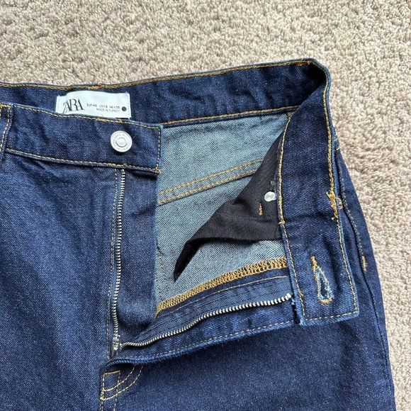 Zara Jeans Women's 8 (28x27) Straight Leg Blue Dark Wash Denim Mid Rise - Picture 4 of 12